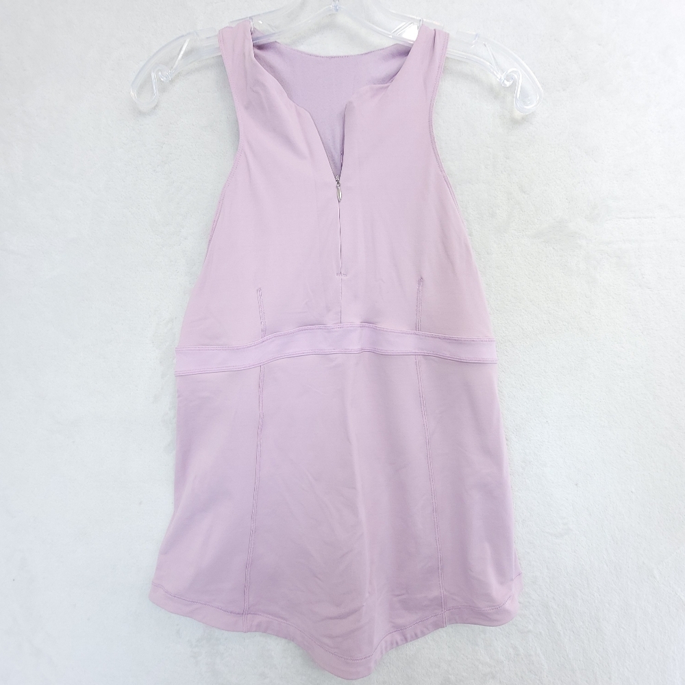 Lululemon Women's Tank Top with Built-In Bra Size 8 Lavender Purple 1/4 Zip